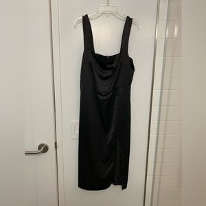 Satin black midi dress